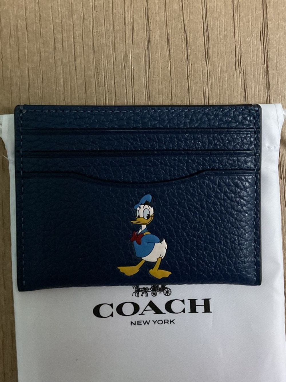 New Disney X Coach Donald Duck Card Case In Blue Regenerative Leather - Picture 2 of 3